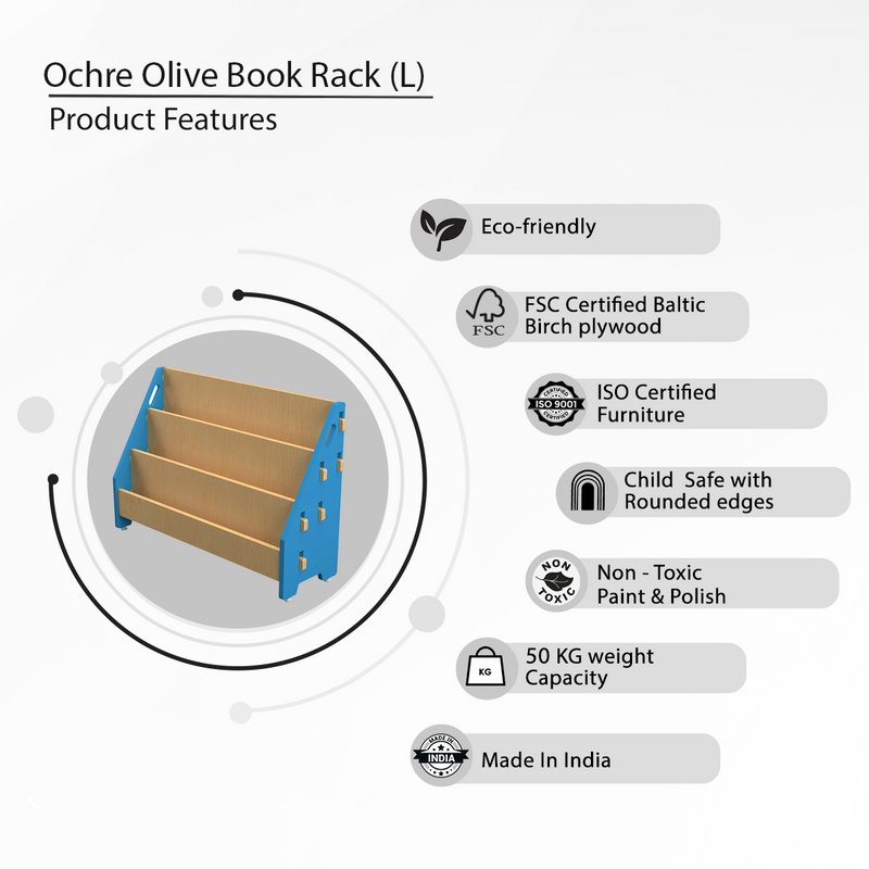 Ochre Olive Book Rack (L)-Blue