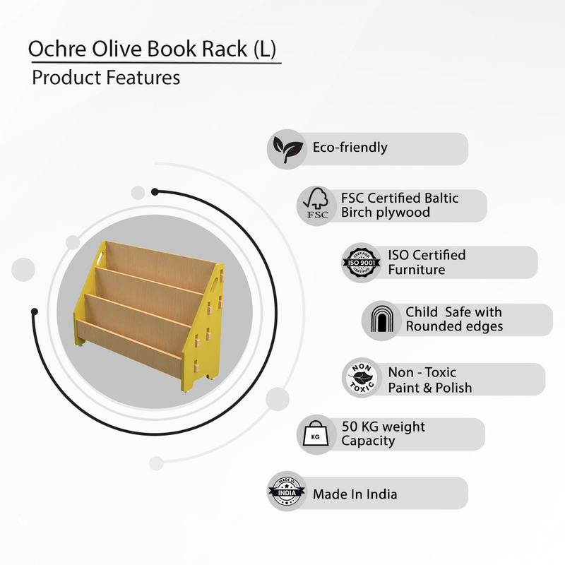 Ochre Olive Book Rack (L)-Yellow