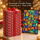 Zentangle Doodle Poster Coloring Kit - Pack of 10