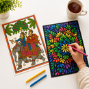Zentangle Doodle and Indian Art Forms Poster Coloring Kit | 10 High-Quality Art Sheets, Coloring pens | Perfect for Gifting Adults, Kids, Teens