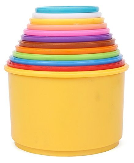 Plastic Build Up Beakers Stacking and Nesting Toy for Kids, Multicolour - 12 Pieces