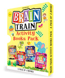 Brain Train Activity Books Pack- A Set of 4 Books - With Colouring Pages, Mazes, Puzzles and Word searches Activities