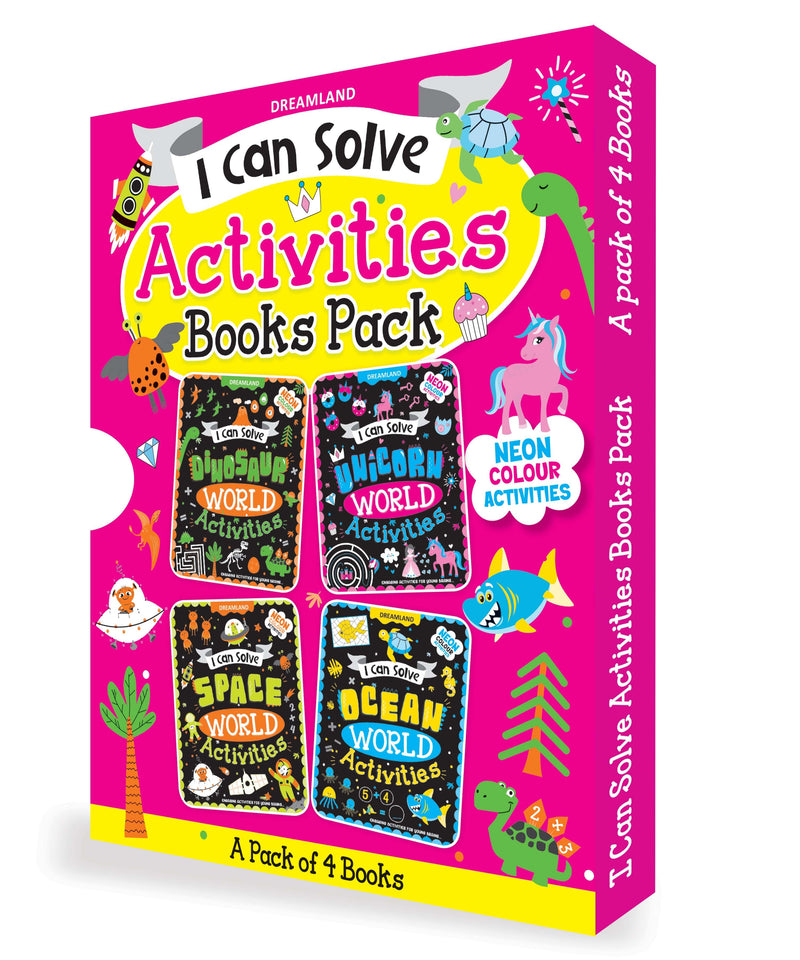 I Can Solve Activities Pack- A Set of 4 Books - I Can Solve Activity Book for Kids Age 4- 8 Years | With Colouring Pages, Mazes, Dot-to-Dots