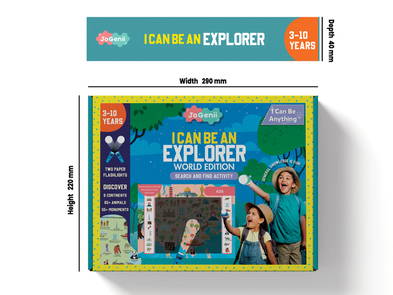 JoGenii I Can Be an Explorer – Seek & Find Activity Kit (Age 4 to 99 Years) ,Fun & Educational Geography Game | No-Mess | STEM Learning | BIS Certified | Screen-Free Play