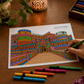 India Monuments Mega Coloring Combo - 10 Poster Mega Art Combo | 2 Themes - Monuments of India & Forts of India | Premium Art Sheets with Coloring Pens | Perfect for Gifting Adults, Kids, Teens - JoGenii