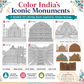 India Monuments Mega Coloring Combo - 10 Poster Mega Art Combo | 2 Themes - Monuments of India & Forts of India | Premium Art Sheets with Coloring Pens | Perfect for Gifting Adults, Kids, Teens - JoGenii