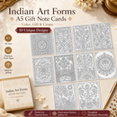 Indian Art Forms DIY Coloring Gift Note Cards – Set of 10 | A5 Size | 200 GSM | Birthdays, Weddings, Anniversaries, Housewarming gifts, Festive hampers - JoGenii