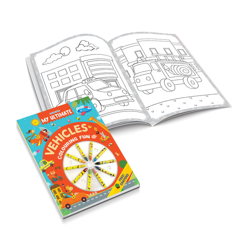 My Ultimate Vehicles Colouring Fun Book with Free Crayons