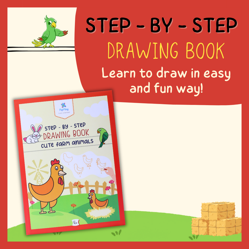 PepPlay Step by Step Drawing Book - Cute Farm Animals