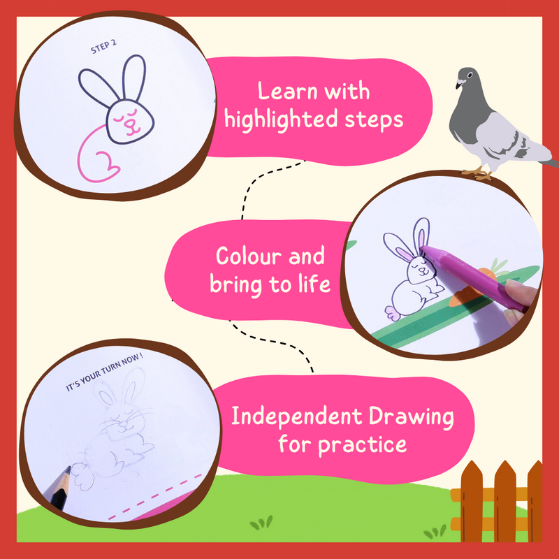 PepPlay Step by Step Drawing Book - Cute Farm Animals