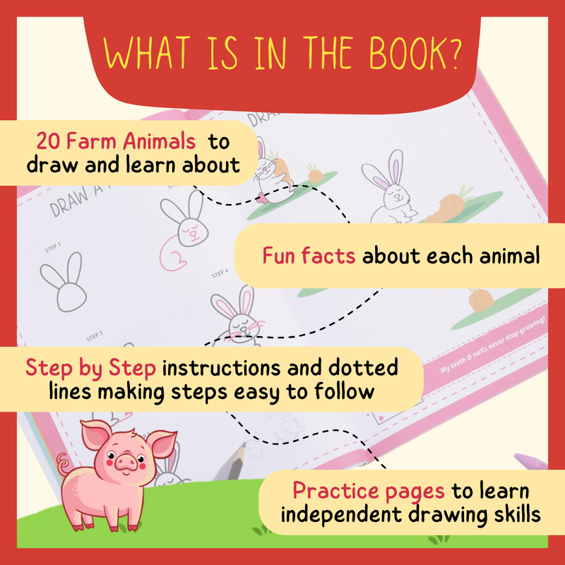 PepPlay Step by Step Drawing Book - Cute Farm Animals