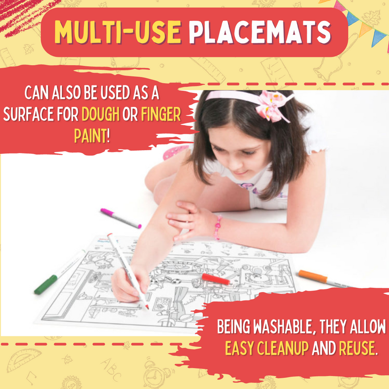 Doodle Placemats Set – FIND & COLOR Series