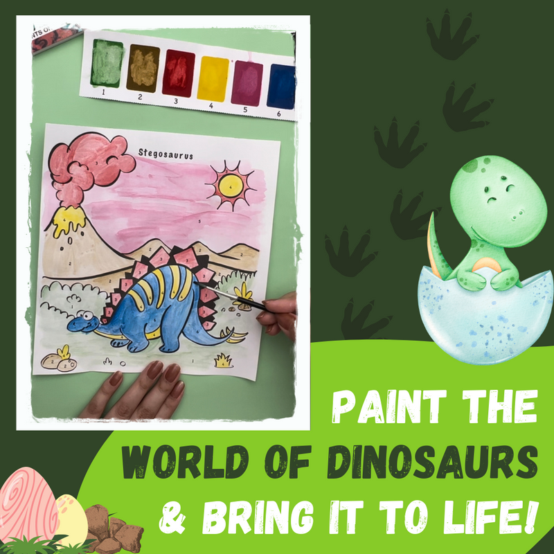 Dinosaurs Coloring Book- Color Using Paint & Numbers