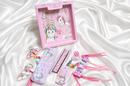 Unicorn Theme Stationery Rakhi Combo – Unicorn Pencil Box Set with Castle Rakhi for Kids
