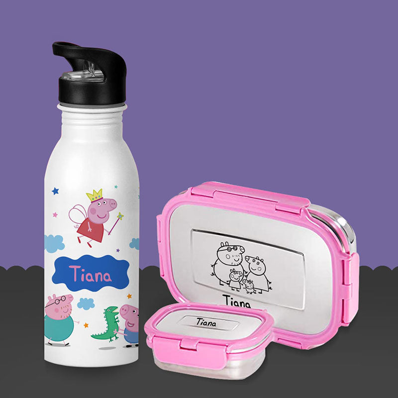 Peppa bottle Tiffin Set ( Personalization Available )