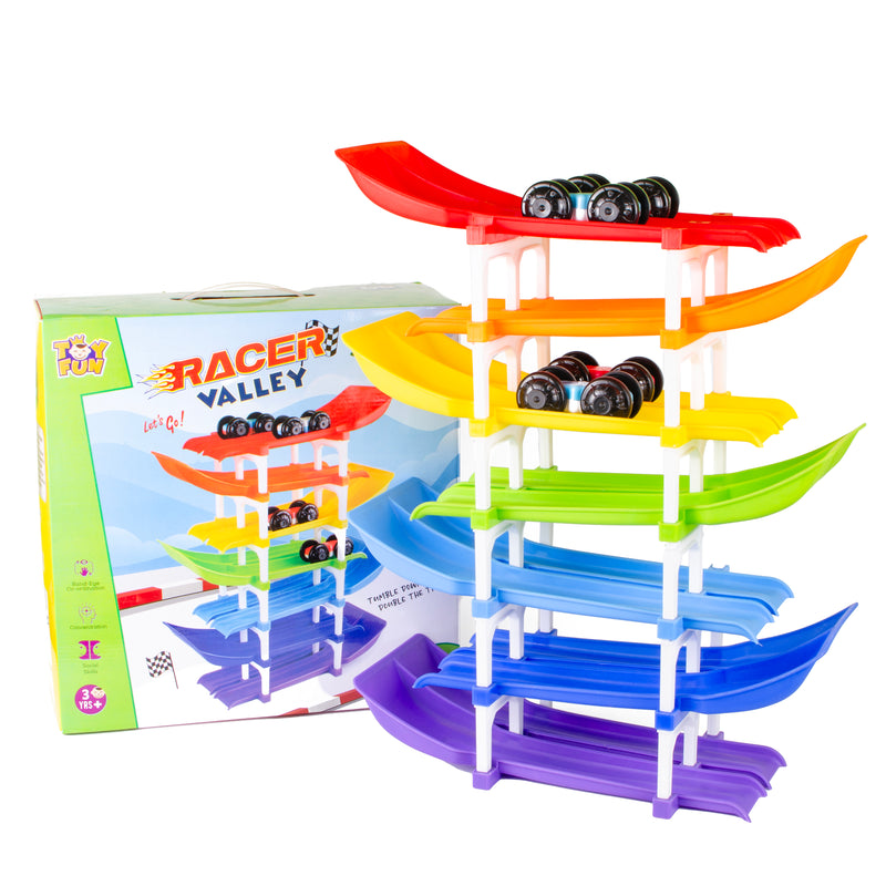 Dual Car Ramp Racer Valley Senior Activity Set for Kids | 7 Tracks 4 Cars | Age 3+