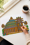 India Monuments Mega Coloring Combo - 10 Poster Mega Art Combo | 2 Themes - Monuments of India & Forts of India | Premium Art Sheets with Coloring Pens | Perfect for Gifting Adults, Kids, Teens