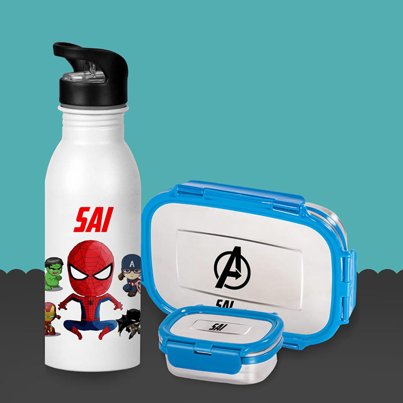 Superheros bottle Tiffin Set ( Personalization Available )