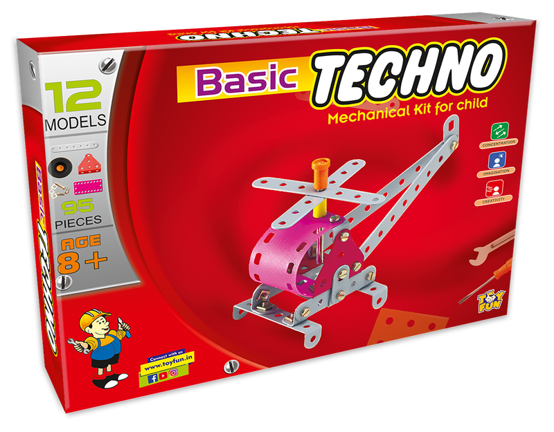 Engineer Basic Techno Mechanical Kit 12 Models-95+ Pieces Educational Toys for Juniors (Age 5 to 12)