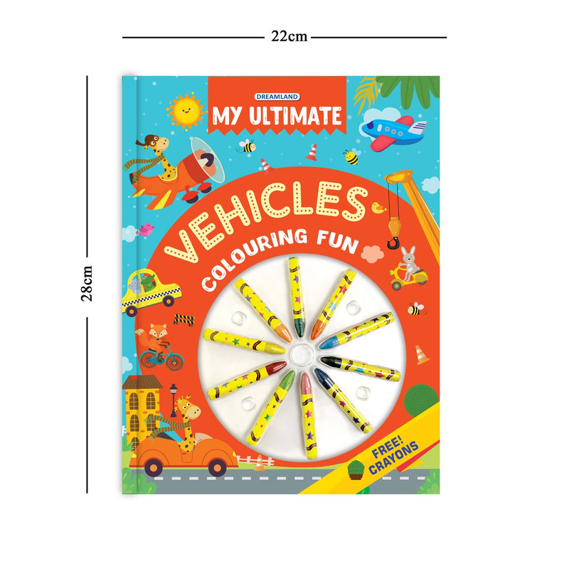 My Ultimate Vehicles Colouring Fun Book with Free Crayons