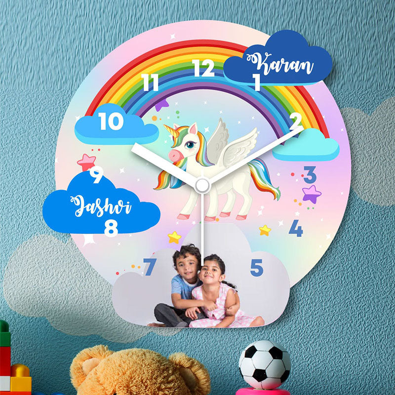 Unicorn With Pic Wall Clock ( Personalization Available )