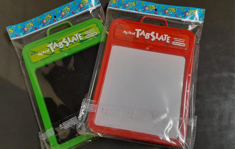 My First Tab Slate Double Side Writing Board & Attached Campass Box for Kids 5 +  (Colour May Vary)