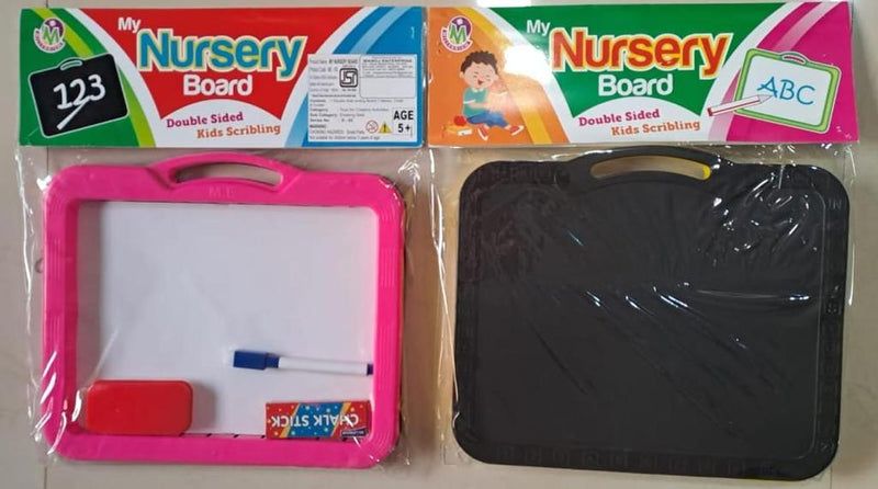 My Nursery Board Double Sided Kids Scribiling Slate for Kids 5+ (Colour May Vary)