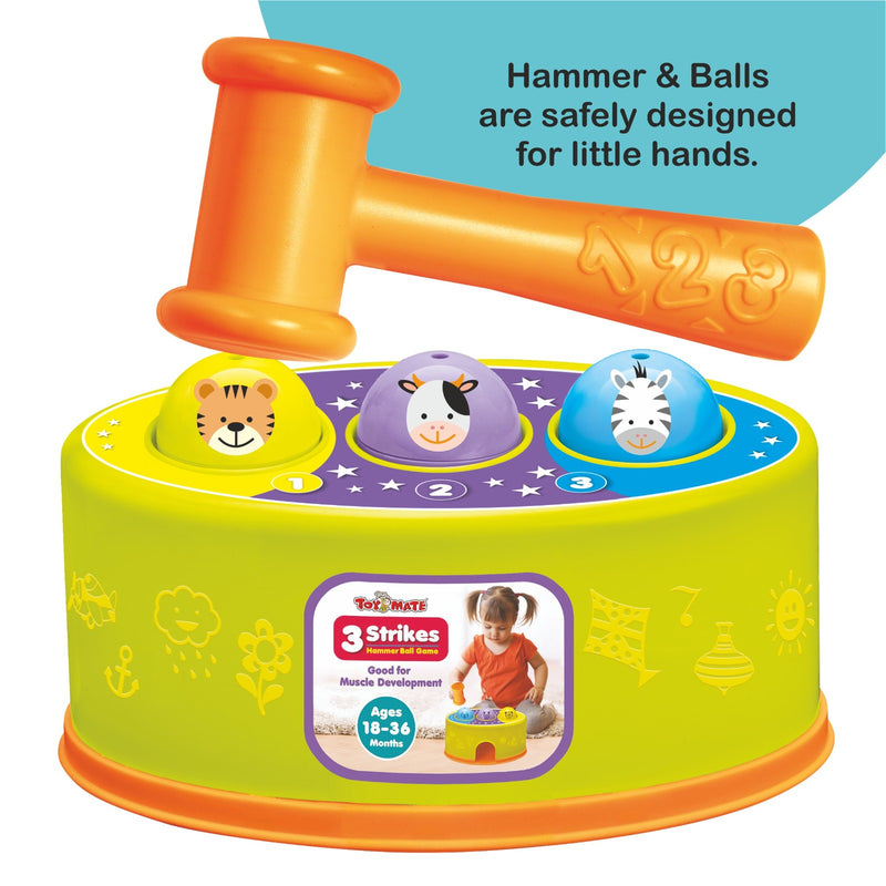 Toddler's Delight - 2 in 1 Gift Set Hammer Ball Toy with A Roll Ball Toy with 3 Layer Ball Drop Tower Run Roll Swirling Ramps for Baby and Develops fine Motor Skills for 12 Months & Above