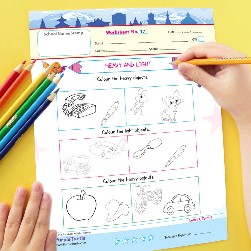 Purple Turtle Worksheets for LKG Kids (4-5Years)
