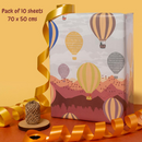eVincE set of 10 Hot Air Balloon Gift wrapping paper | Informative fun for kids | 70 x 50 cms