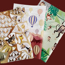 eVincE Assorted Gift Wrapping Paper | Giraffe, Monkey & Hot Air Balloon, 3 Designs with facts | 70 x 50 cms - 15 sheets