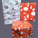 eVincE assorted Christmas wrapping paper | 3 designs 15 sheets | Red Doodle, Xmas tree and Cityscape white Christmas party theme | 70 x 50 cms sheets