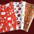 eVincE assorted Christmas wrapping paper | 3 designs 15 sheets | Red doodle, Xmas tree graphics & White Xmas party theme | 70 x 50 cms sheets