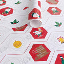 eVincE Christmas Gift Wrapping Paper for kids | White & Red Xmas Elements with Facts | Pack of 10 Sheets | 70 x 50 cms