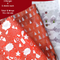 eVincE assorted Christmas wrapping paper | 3 designs 15 sheets | Red Doodle, Xmas tree and Cityscape white Christmas party theme | 70 x 50 cms sheets