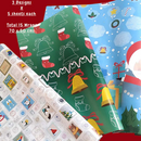 eVincE assorted Christmas wrapping paper | 3 designs 15 sheets | Green Bells, Blue red Santa, Xmas stamps pattern | 70 x 50 cms sheets