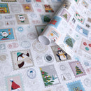 eVincE Christmas Gift Wrapping Paper for kids | White Xmas Stamp pattern with Facts | Pack of 10 Sheets | 70 x 50 cms