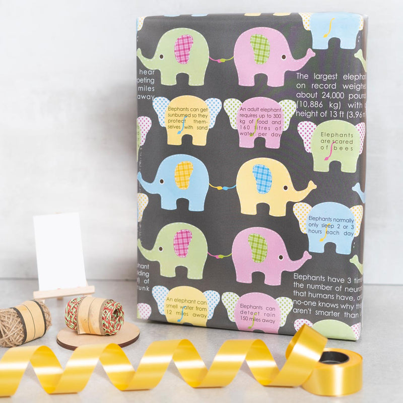 eVincE Assorted Gift Wrapping Paper | Dinosaur Panda Elephant 3 Pattern 15 sheets | 70 x 50 cms size sheets