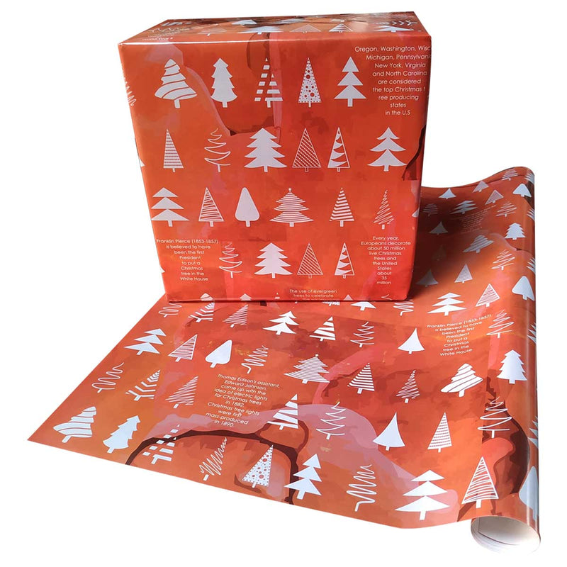 eVincE assorted Christmas wrapping paper | 3 designs 15 sheets | Red doodle, Xmas tree graphics & White Xmas party theme | 70 x 50 cms sheets