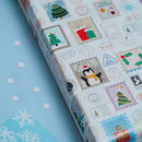 eVincE Christmas Gift Wrapping Paper for kids | White Xmas Stamp pattern with Facts | Pack of 10 Sheets | 70 x 50 cms