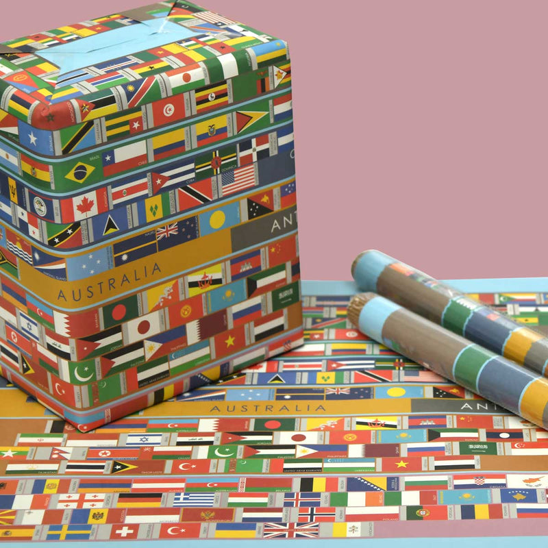eVincE All Country Flags Gift wrapping Paper | set of 10 sheets | 70 x 50 cms size