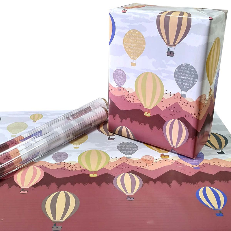 eVincE set of 10 Hot Air Balloon Gift wrapping paper | Informative fun for kids | 70 x 50 cms