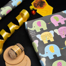 eVincE Assorted Gift Wrapping Paper | Dinosaurs, WordSearch & Elephant, 3 Designs with facts | 70 x 50 cms - 15 sheets