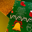 eVincE Christmas Gift Wrapping Paper for kids | Green Bell Pattern with Facts | Pack of 10 Sheets | 70 x 50 cms