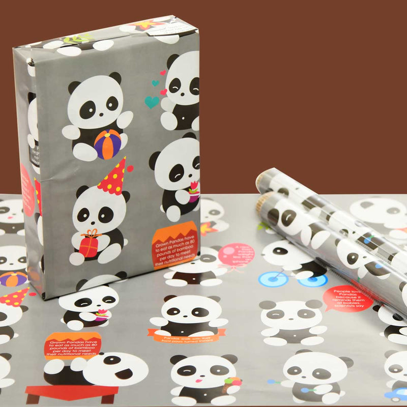 eVincE Panda Gift Wrapping Paper for kids birthday theme party | Pack of 10 Sheets | 70 x 50 cms