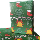 eVincE Christmas Gift Wrapping Paper for kids | Green Bell Pattern with Facts | Pack of 10 Sheets | 70 x 50 cms