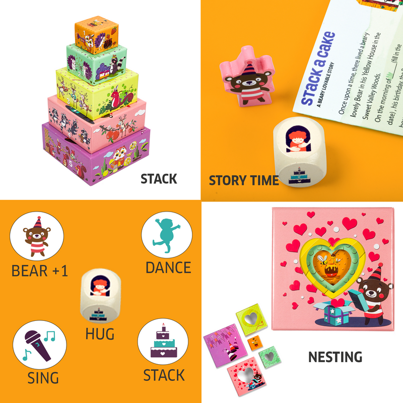 Stack a Cake, First Stacking Board Game, Roll and Play-Sing and Dance