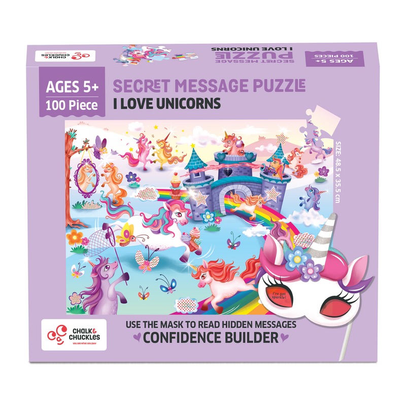 I Love Unicorns Secret Message Jigsaw Puzzle 100 Pcs