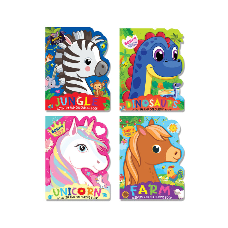 Die-cut Activity and Colouring Books Pack- A Pack of 4 Books