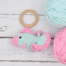 Crochet Fish Rattle Cum Soft Toys - Pink